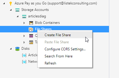 create a file share in azure