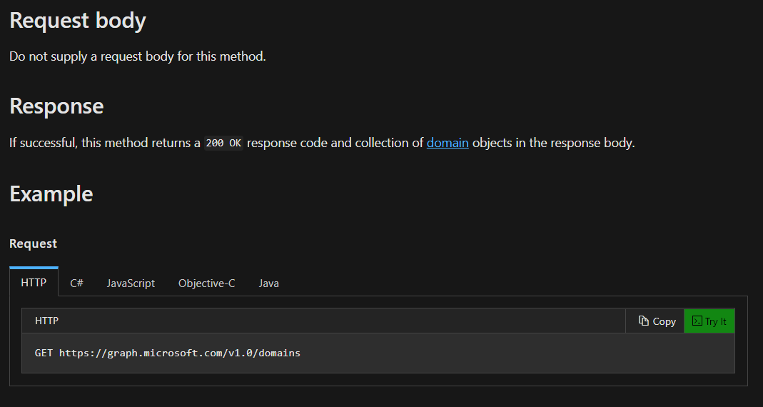 You can call a List Domains command using HTTP GET.