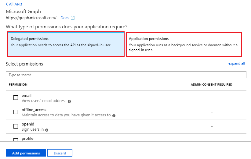  Access permission path by clicking &quot;App Registrations,&quot; opening your application. Navigate to &quot;API Permissions&quot; menu, select &quot;Add A Permission&quot; optio.