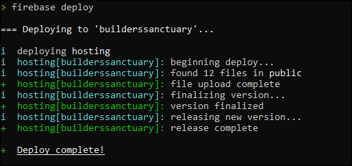 Triển khai trang web với triển khai firebase