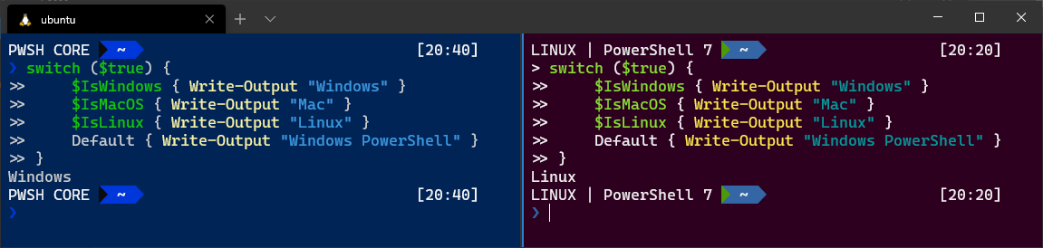 Great workaround for determining which OS you are on when running cross-platform.