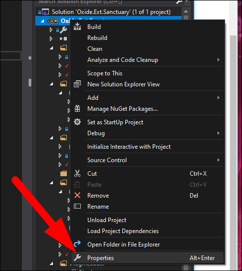  Visual Studio, right-click project, click &quot;Properties.&quot;