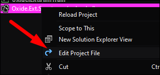 Right-click your project, select &quot;Edit Project File.&quot;