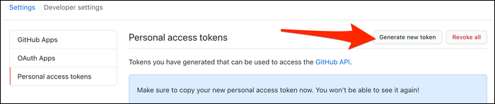 Generate a personal access token from Settings &gt; Developer Settings &gt; Personal Access Tokens.