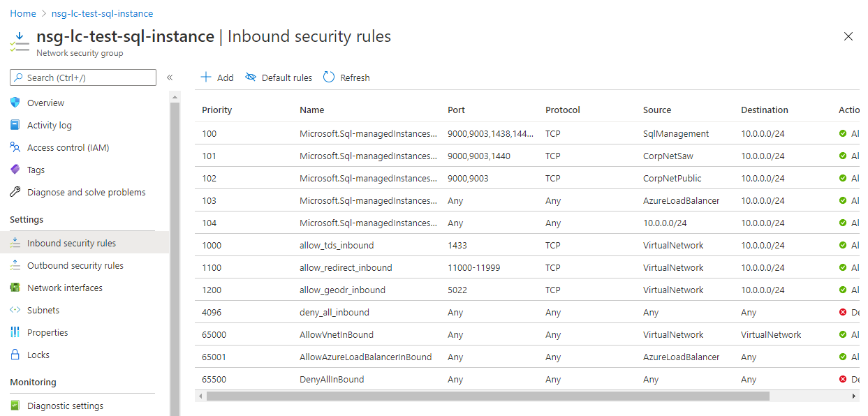 Navigate to Inbound security rules, then click on &quot;Add.&quot;
