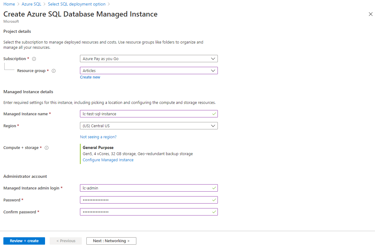Provide the administrator account details.