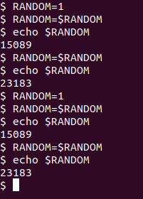 Assigning a random number as seed to the random generator in Bash