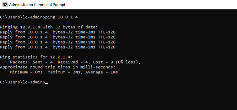 Sending ICMP pings from the second VM to the 1st.