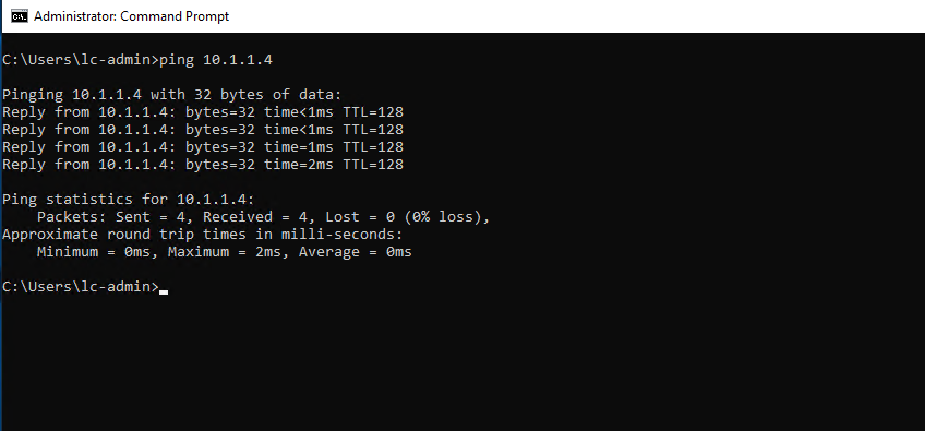Sending ICMP pings from the first VM to the 2nd.