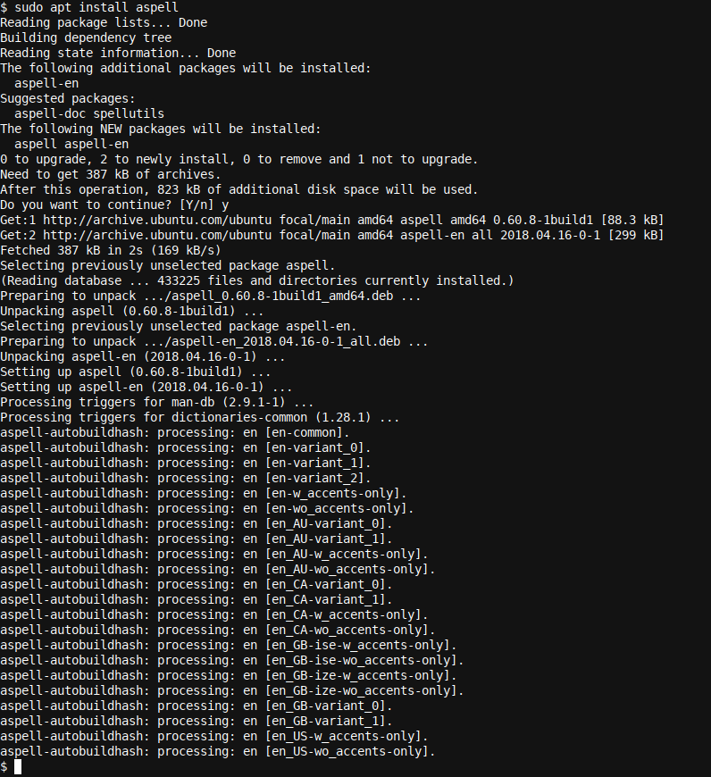 Installing aspell