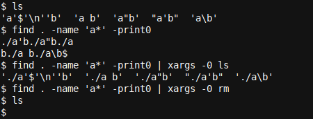 The solution: find -print0 and xargs -0