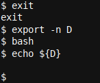 The parent/master shell can remove the export property from the variable