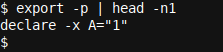 Using export -p to print exported variables