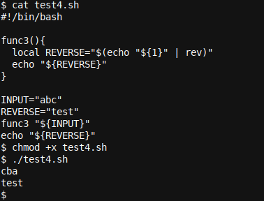 Bash Functions And Local Variables