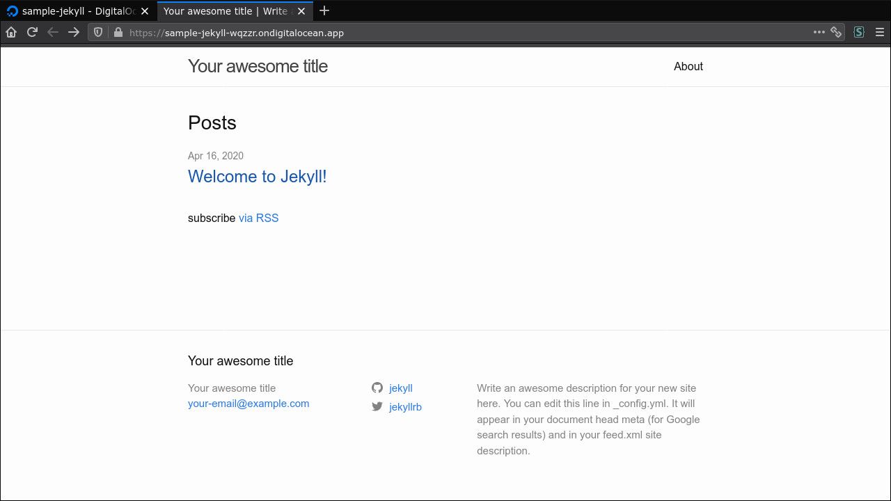 Screenshot of a sample Jekyll site