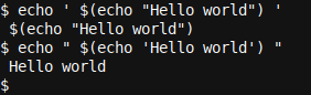 Single quotes versus double quotes in Bash in a hello world example