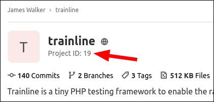Screenshot of a project ID in GitLab