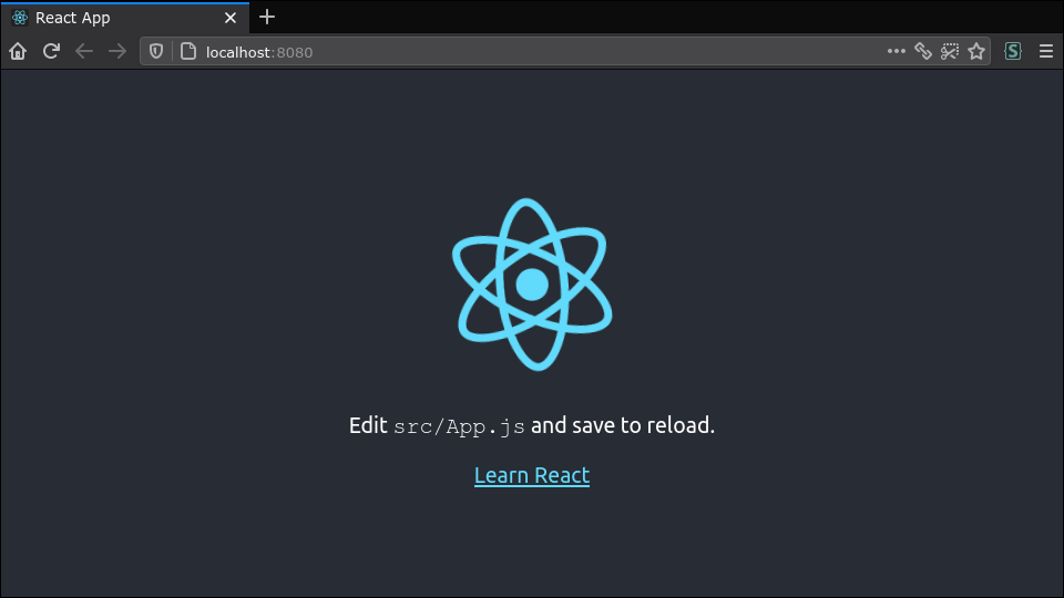 Screenshot of an unmodified create-react-app project
