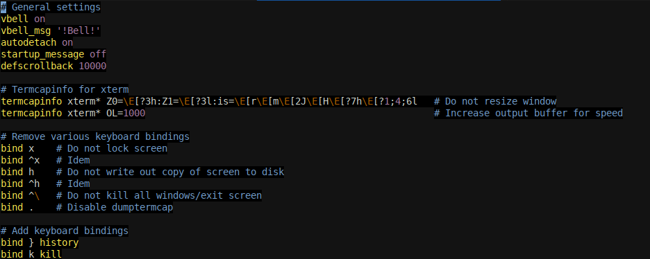Our .screenrc template