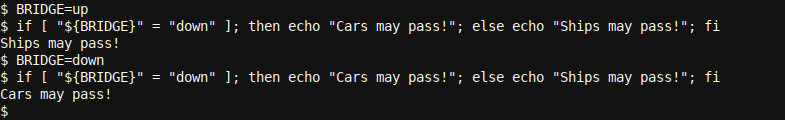 Command line example of bridge status update and output
