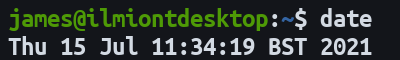 Screenshot of the Date command on a Linux host