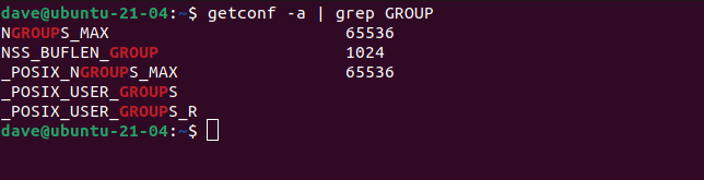 getconf -a | grep GROUP in a terminal window in a terminal window in a terminal window in a terminal window in a terminal window