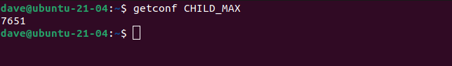 getconf CHILD_MAX in a terminal window