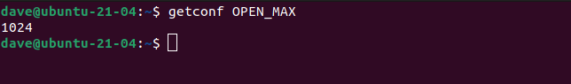 getconf OPEN_MAX in a terminal window