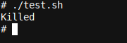 test.sh script killed output as a result of the kill executed in the other terminal