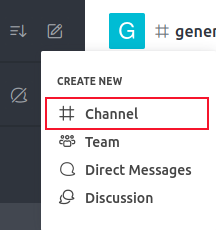 Channel option in the Create New drop-down menu