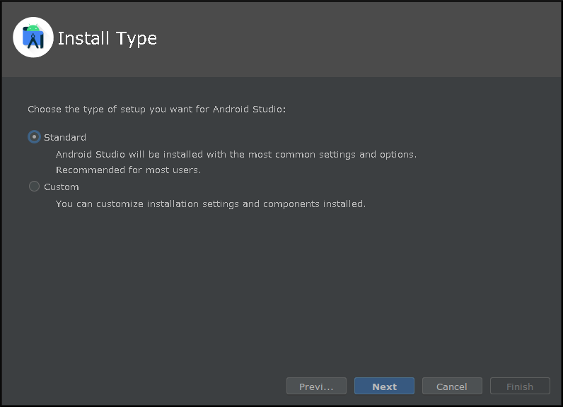 Screenshot of setting up Android Studio