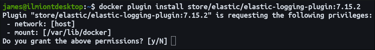 Screenshot of installing a Docker plugin