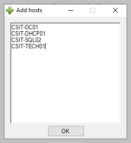 Type or paste a list of computers in the add hosts box