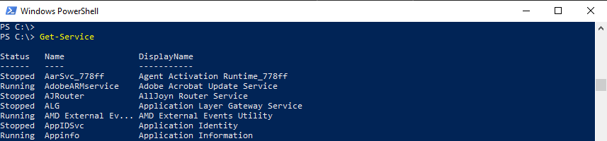 PowerShell Get-Service and output