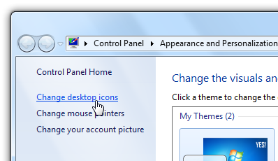 Click &quot;Change Desktop Icons.&quot;