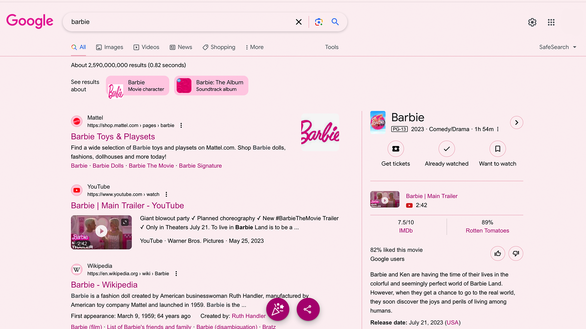 Google Goes Pink With This Fun 'Barbie' Easter Egg