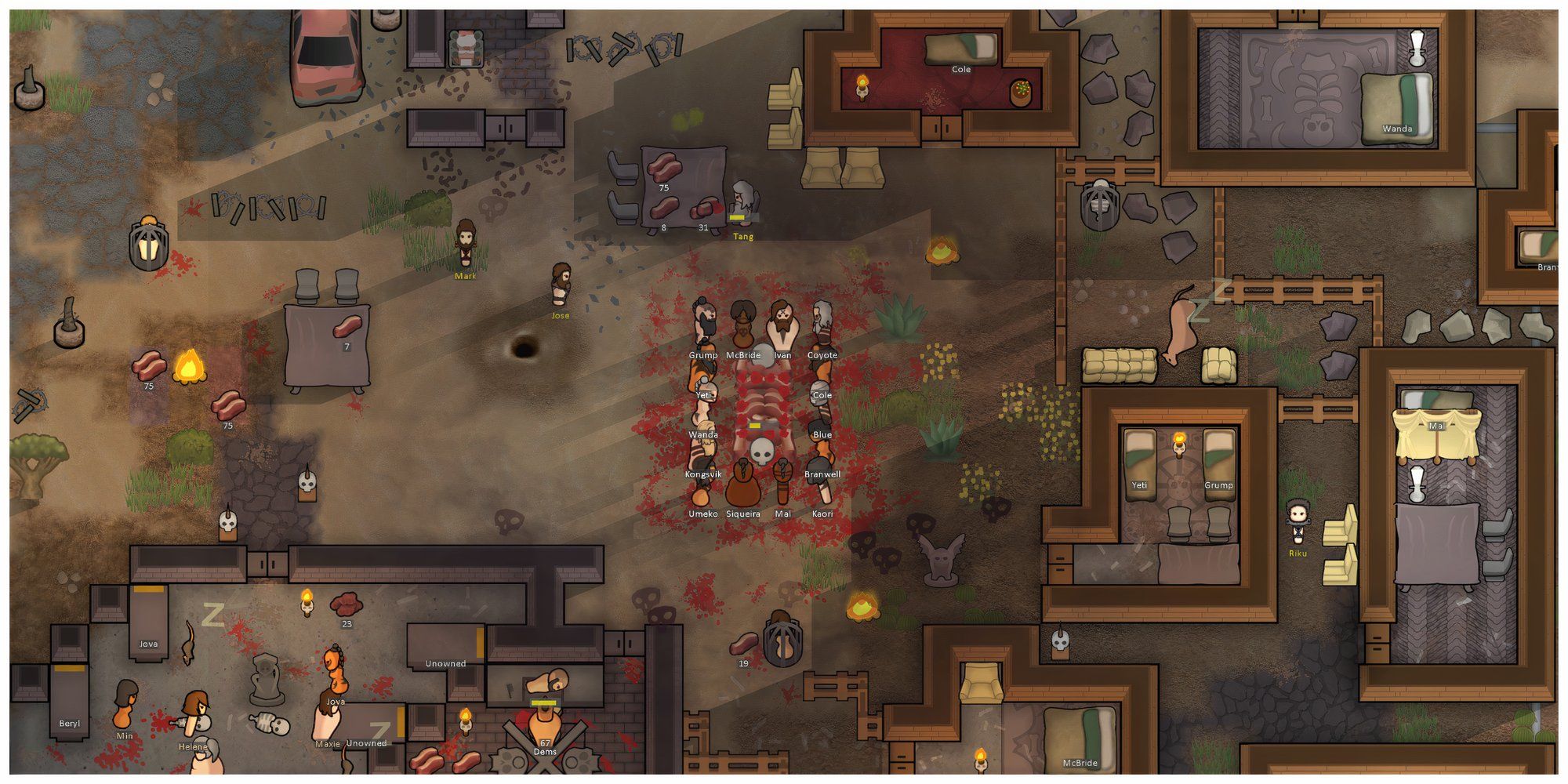 A screenshot from the game Rimworld.