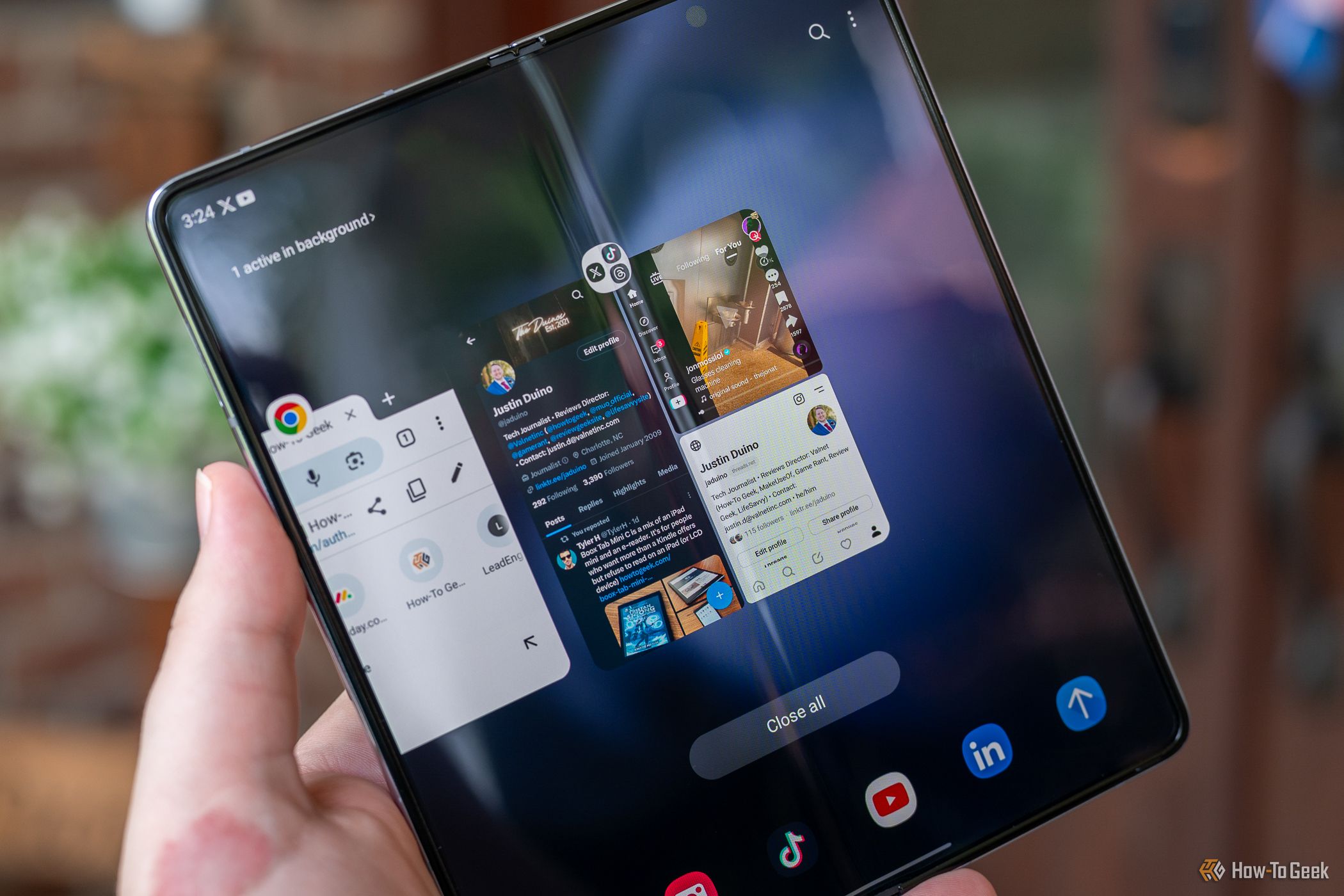 Group of multitasking apps in the Recents menu on the Samsung Galaxy Z Fold 5