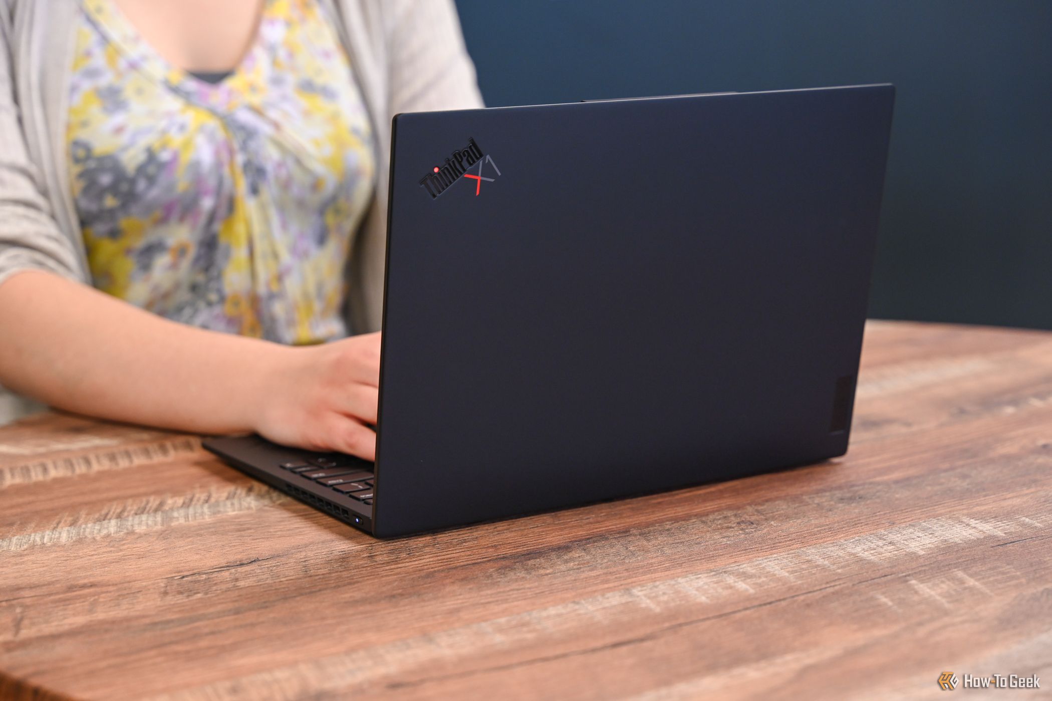 Person working on the Lenovo ThinkPad X1 Nano Gen 3.