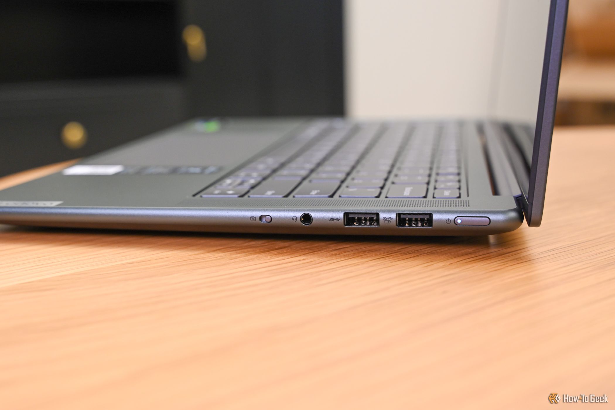 Ports on the side of the Lenovo Slim Pro 9i 14 Gen 8 laptop.