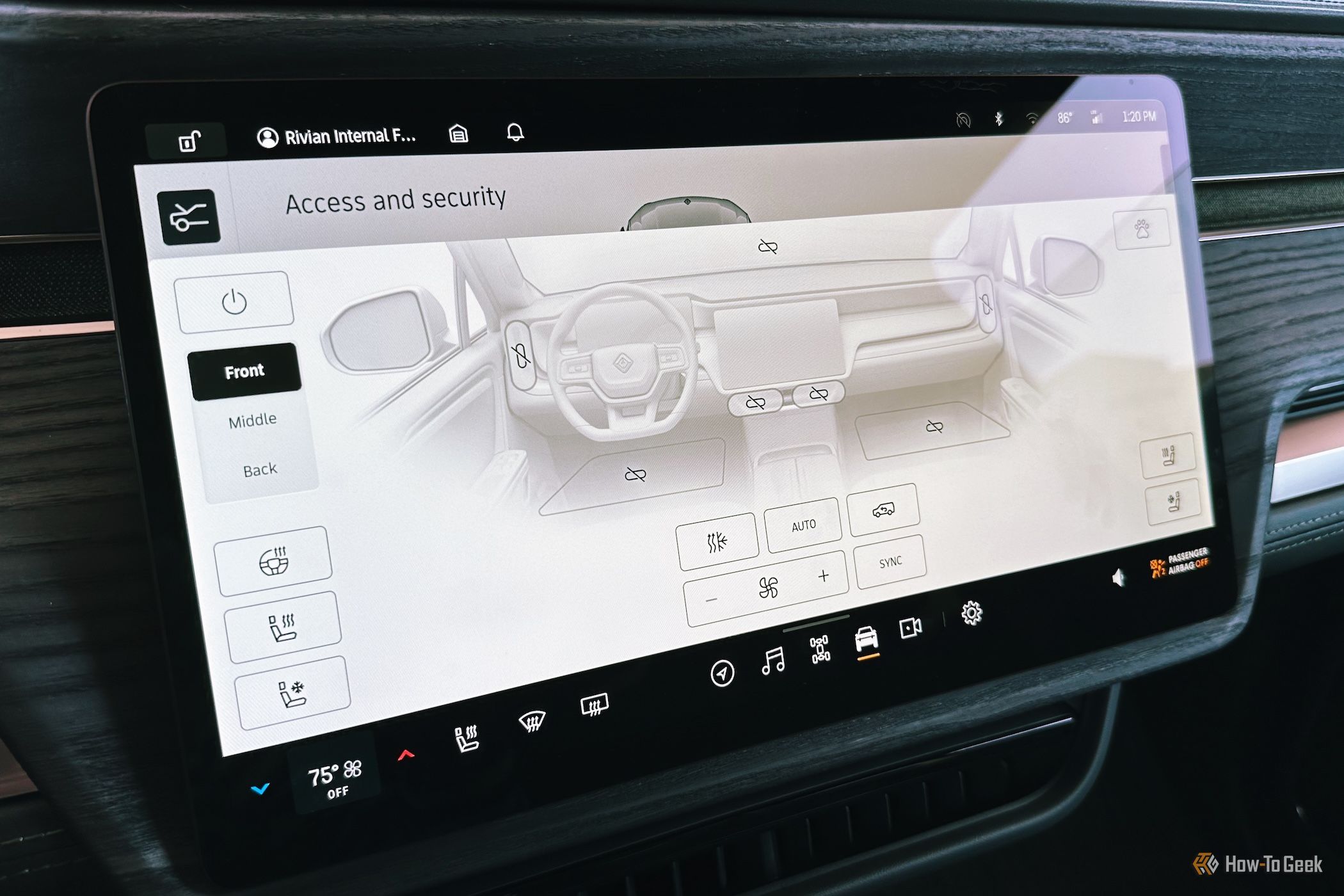 The large 15.3-inch display in the Rivian R1S