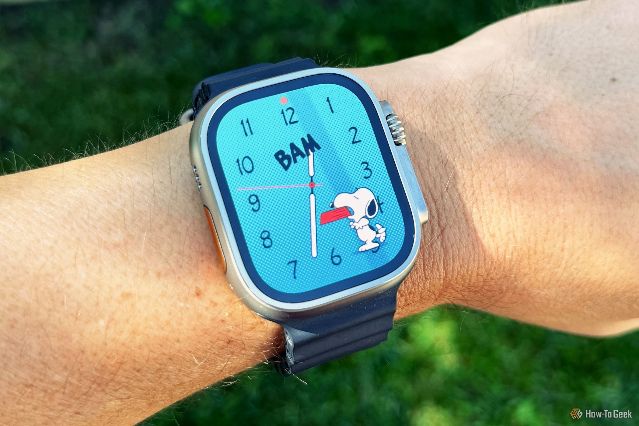 Showing the new Snoopy watch face on Apple Watch Ultra 2