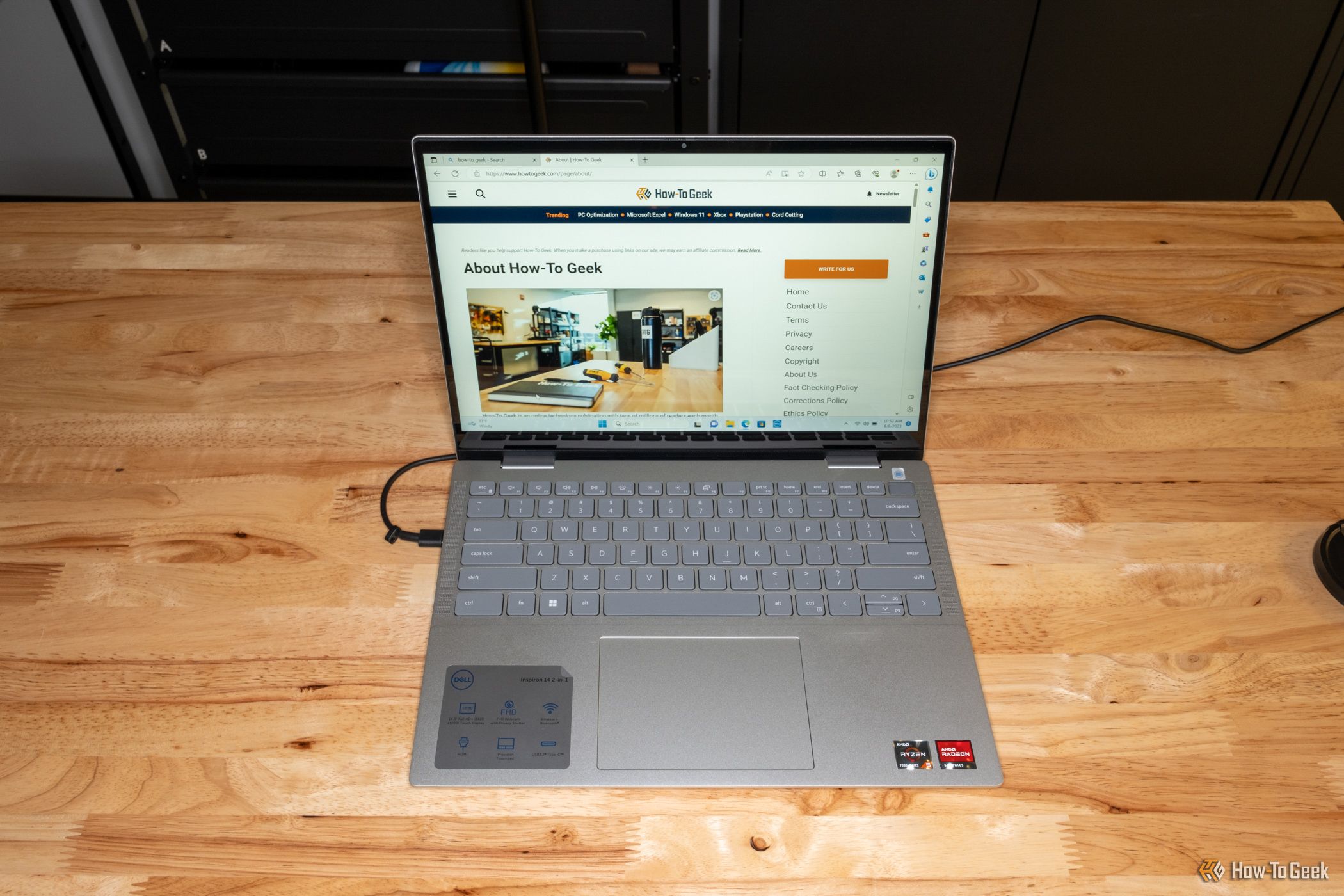 Front view of open Dell Inspiron 14 2-in-1 7435.