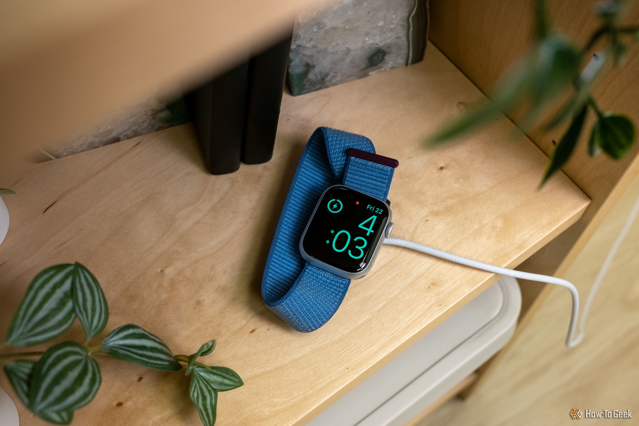 An Apple Watch Series 9 being charged.