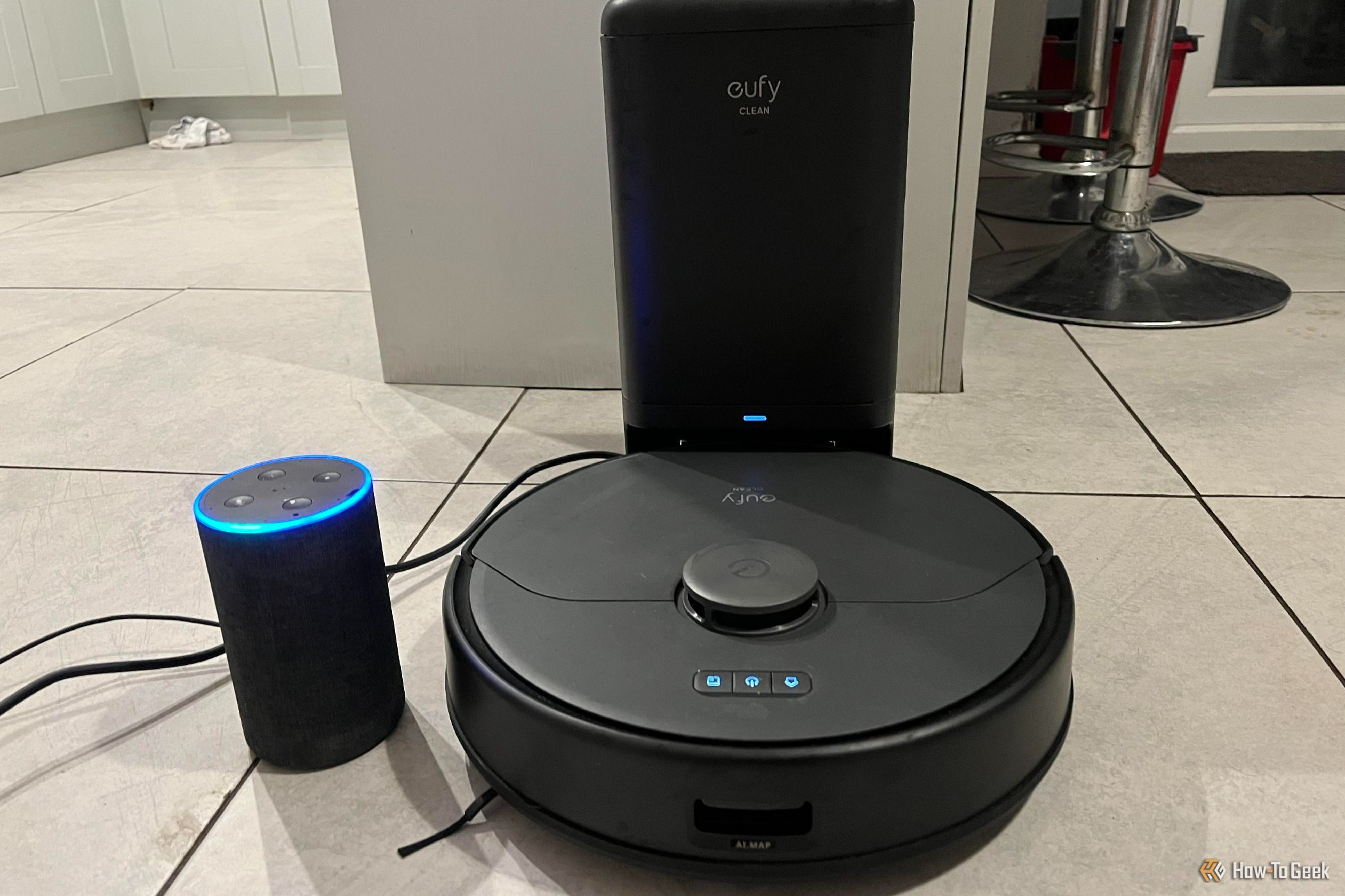 Eufy X8 Pro near an Amazon Echo