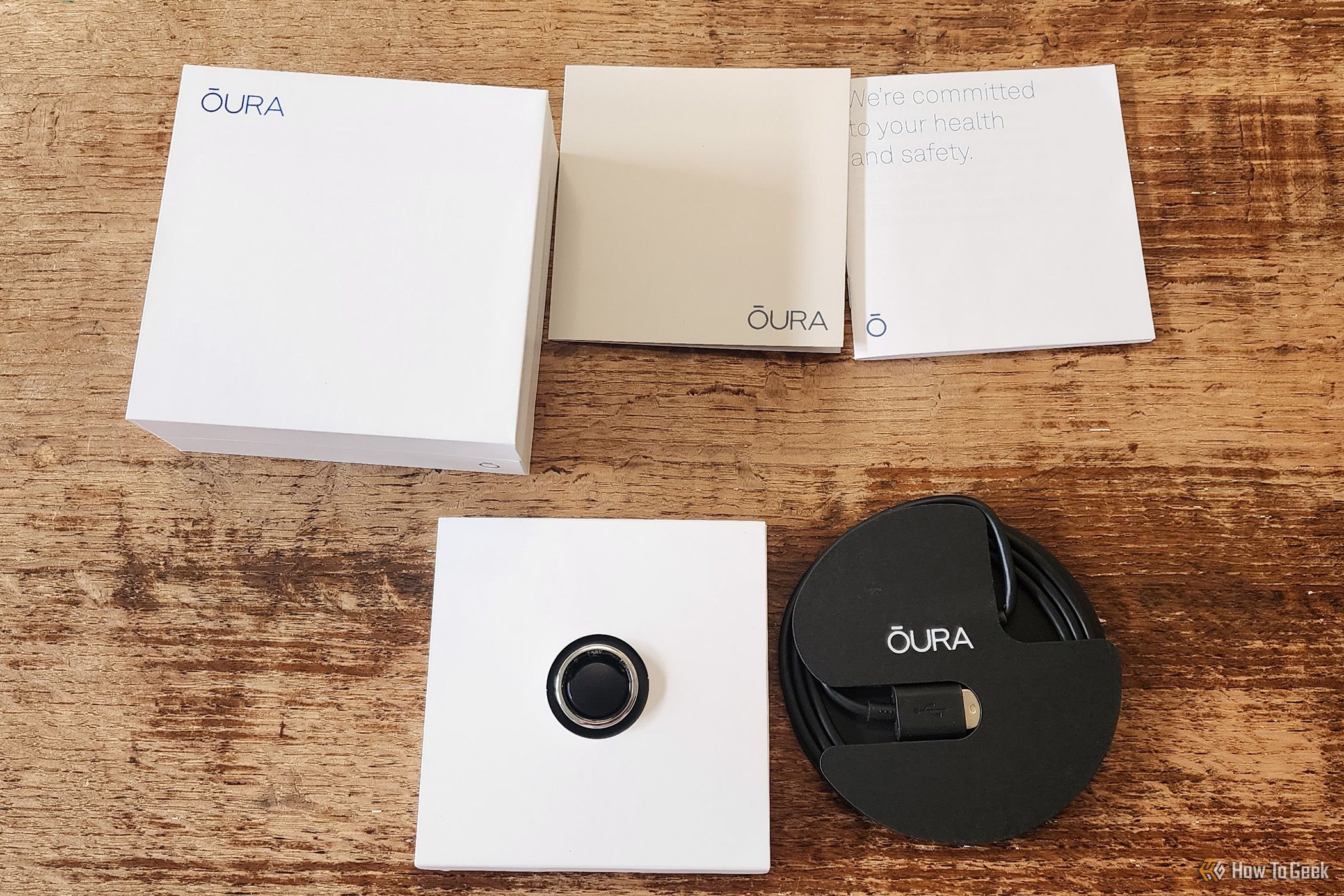 The contents of the Oura Ring Generation 3 box.