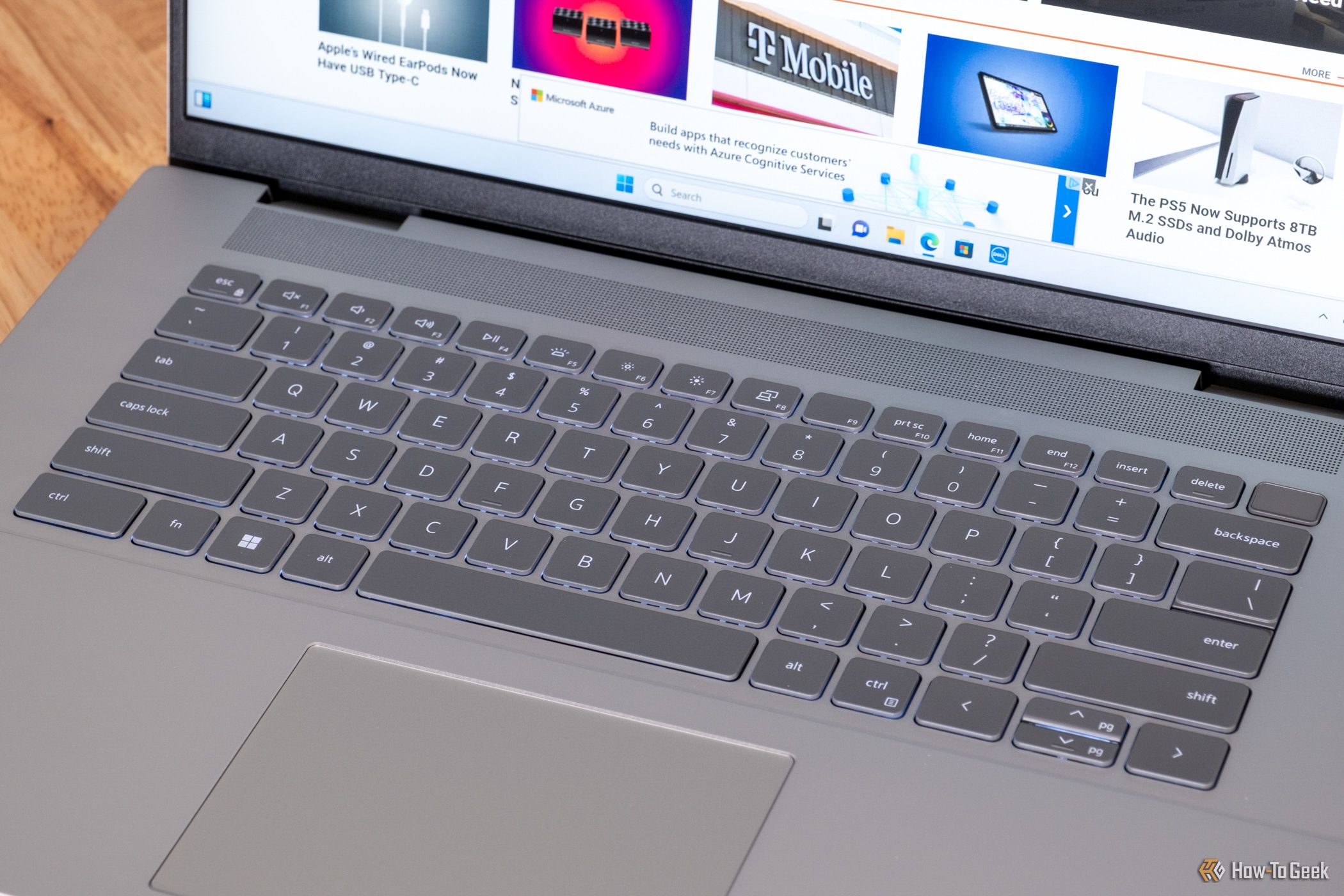 The keyboard and touchpad on the Dell Inspiron 16 Plus 7630.