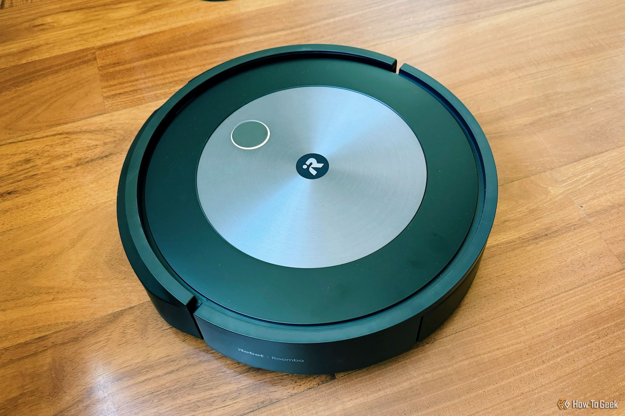 iRobot Roomba Combo j5+ vacuum on hardwood floor