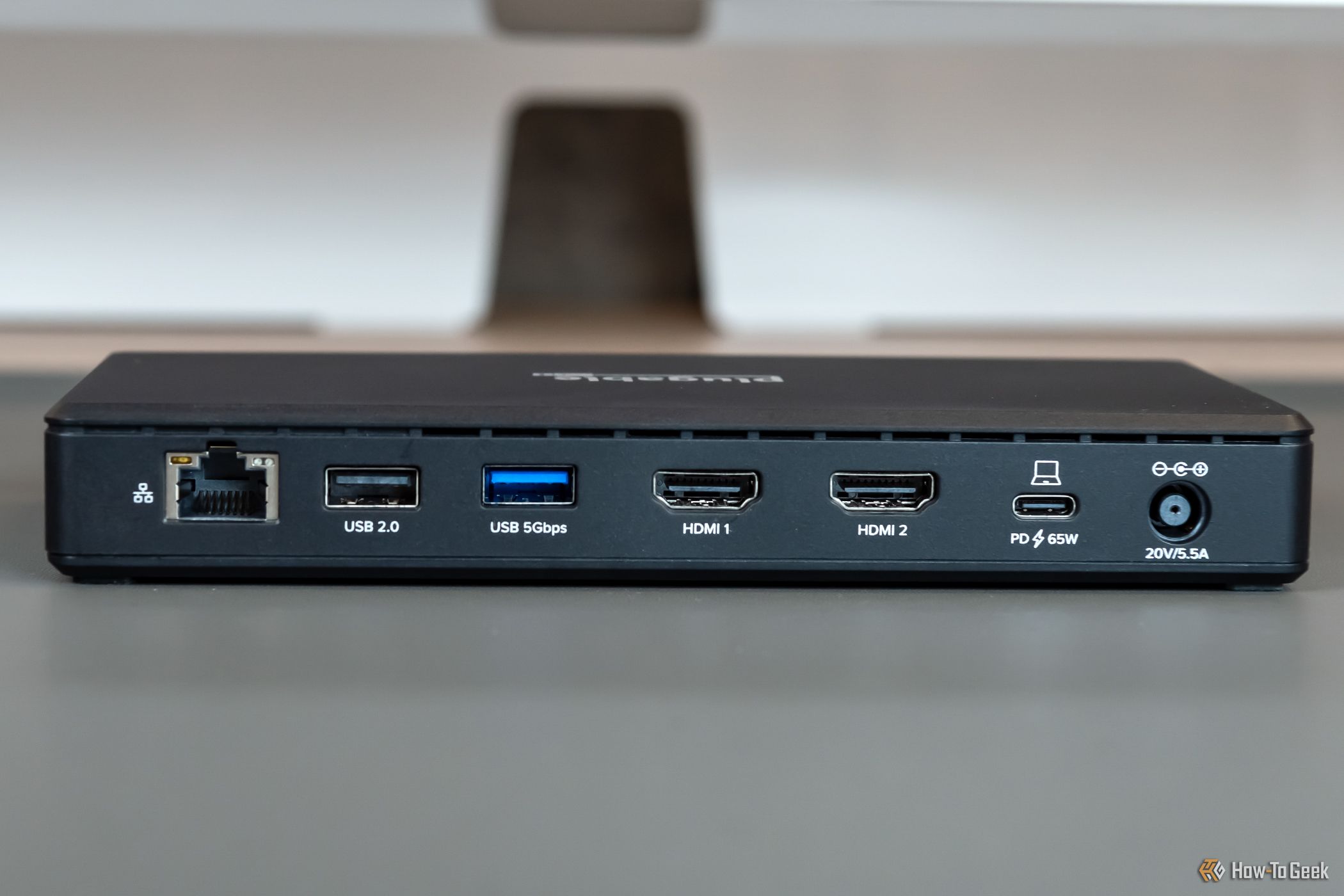 Ports on the back of the Plugable USB C Dual HDMI Docking Station