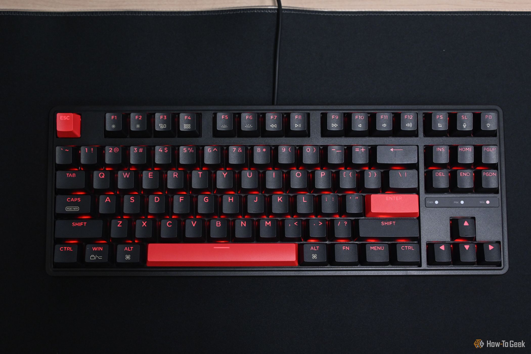 The Keychron C3 Pro keyboard from the front. 
